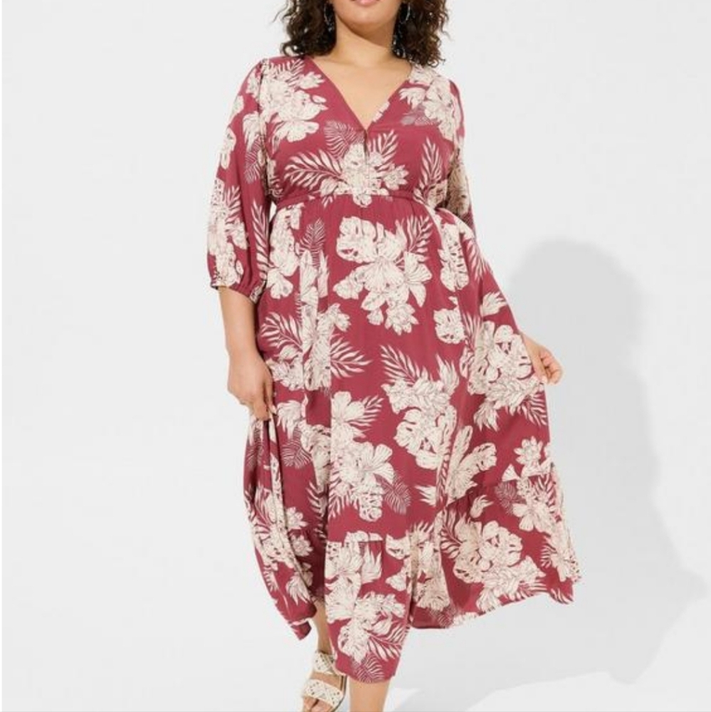 Maxi Challis Tiered V-neck Dress